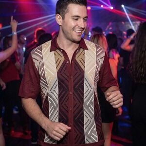 Silversilk 9 Mens L Short‎ Sleeve Silk Knit Button Polo Shirt Rockabilly Mod